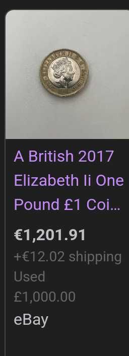 Moeda One pound rainha Elizabeth